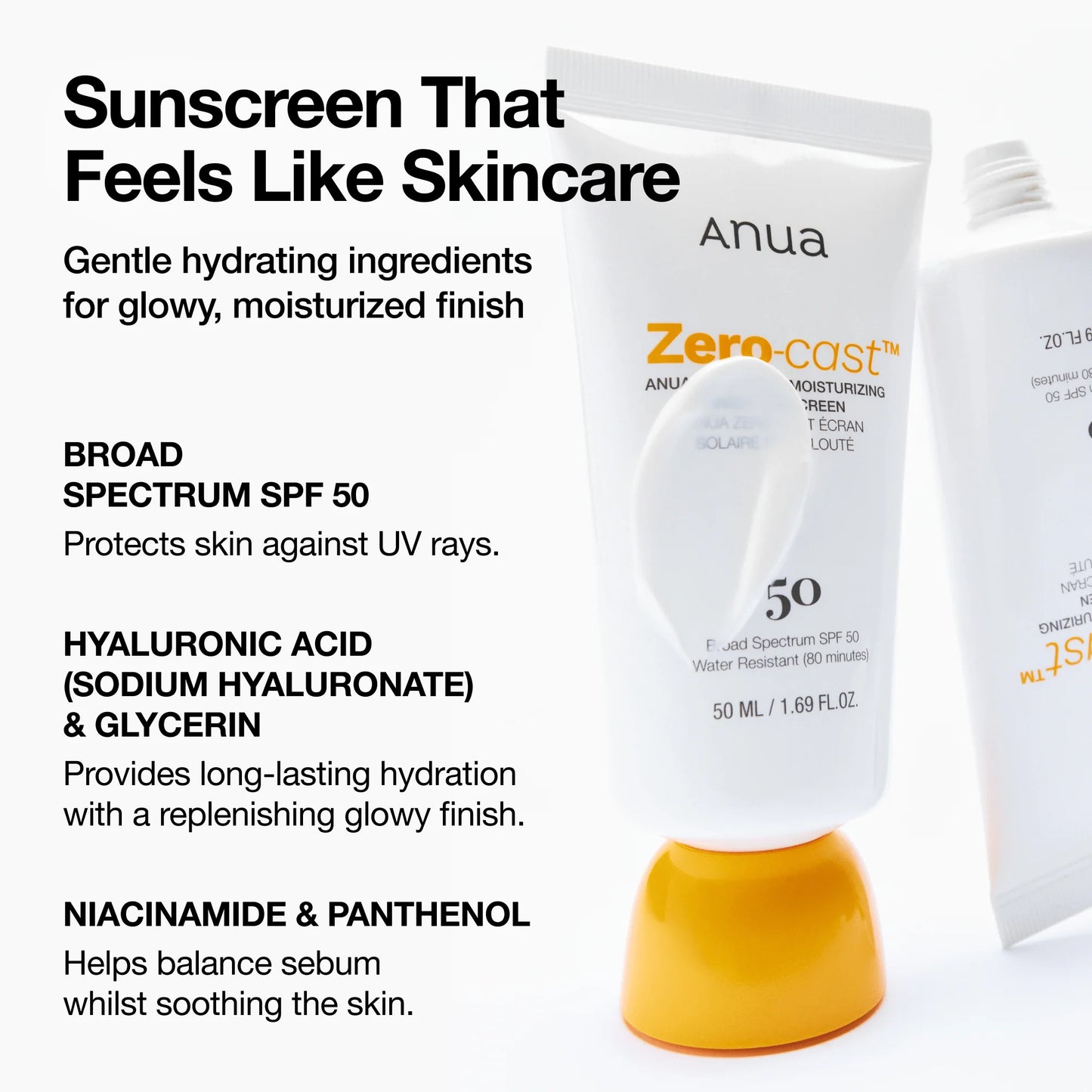 Anua - Zero-cast Moisturizing Finish Sunscreen SPF 50+ PA++++ 50ml.