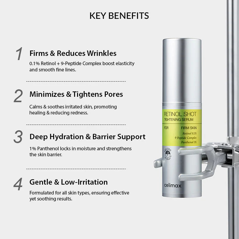 Celimax - Vita A Retinol Shot Tightening Serum – Sérum antiedad con retinol para firmeza y textura